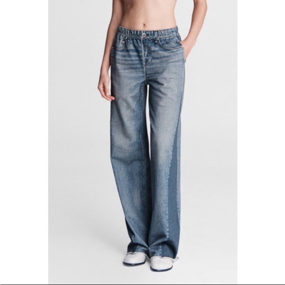 Miramar wide leg trompe l’oeil cotton pant
